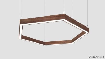 Шестиугольный светильник WOOD HEXAGON 6000K 80W, корпус Американский орех