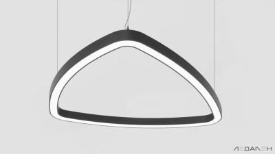 Треугольный светильник TRIANGOLO SOFT PRO XL 6000K 90W, корпус черный