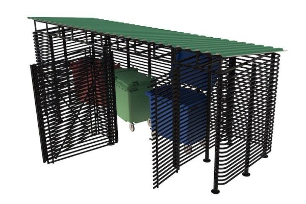 Контейнерная площадка для ТБО «МАФ - 5» (с хозблоком) 6,0 м (3 контейнера)