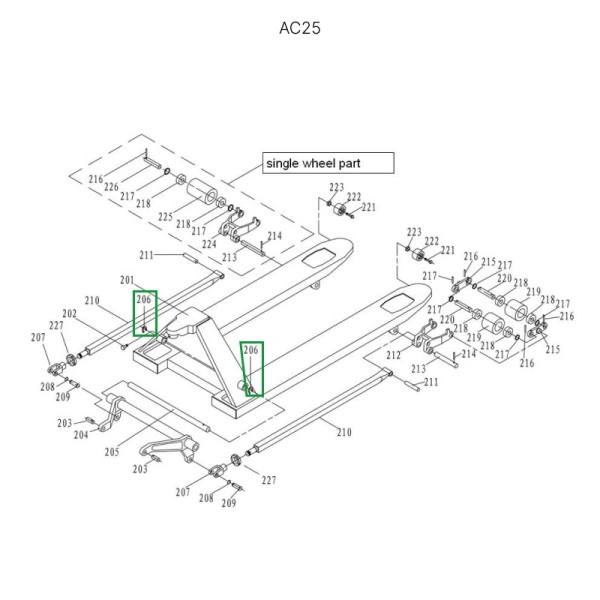 Стопорное кольцо оси углового рычага для гидравлических тележек JC20