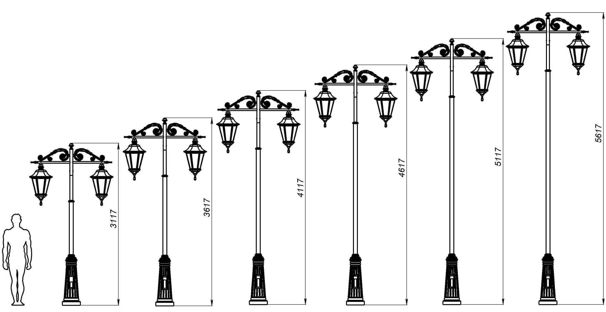 Фонарный столб Л-02-2 со светильниками 4,117 м