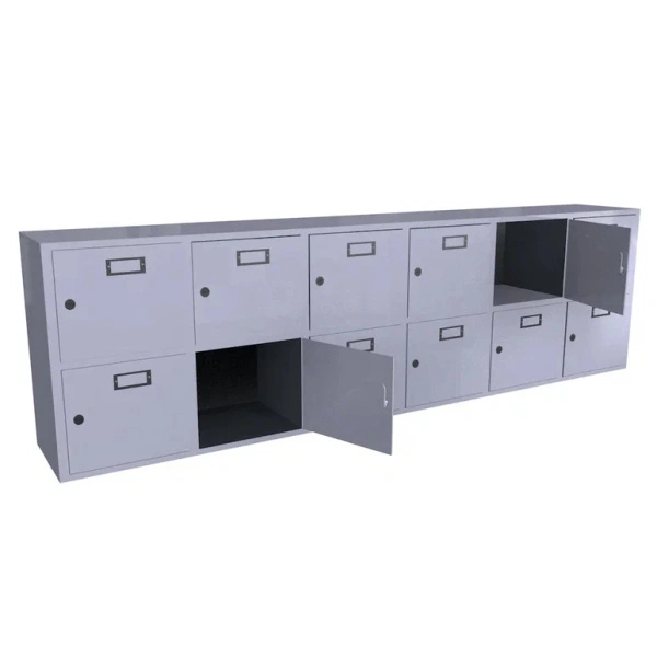 Шкаф для касок на 12 ячеек (2х6) 684x2408x350 мм Светло-серый