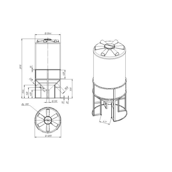 Емкость ФМ 2000 л под плотность до 1,5 г/см³ белая в обрешетке