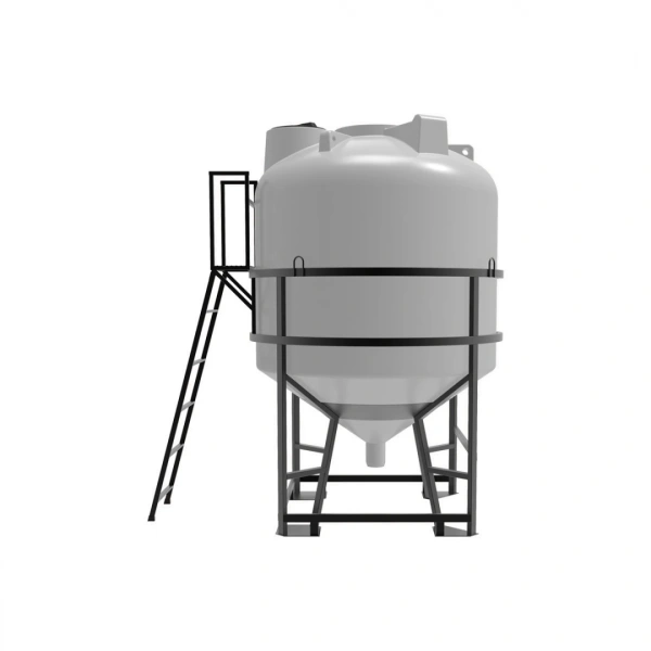 Емкость ЦКТ 5000 л с патрубком 160мм под плотность до 1,5 г/см³ белая в обрешетке с лестницей